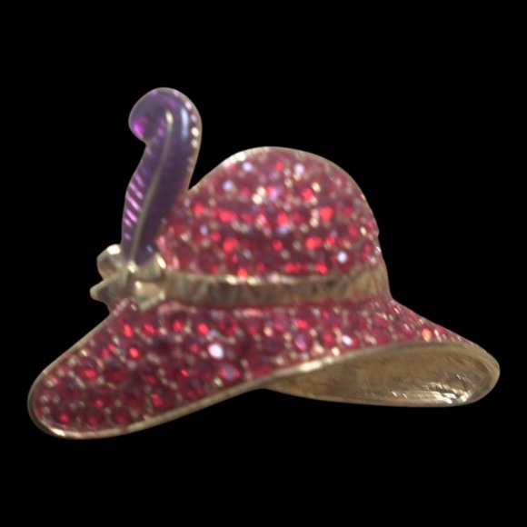 VTG Red Hat Society Jewelry Collection 8 Pieces Brooches, Earrings, Charm Watch - Picture 15 of 16